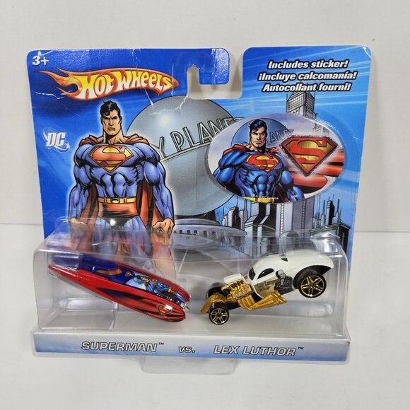 Hot Wheels Superman Vs Lex Luthor Die Cast Cars Set & Sticker DC Comics - Picture 1 of 10